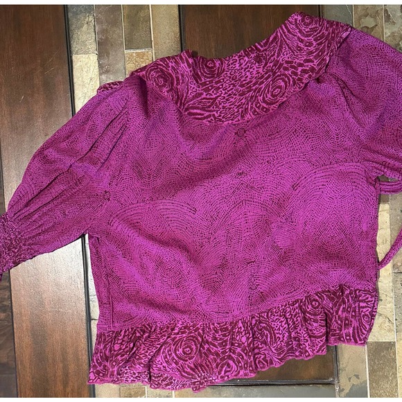 Free People wrap blouse Ruffled Collar And Hem Purple size XS - Picture 2 of 3